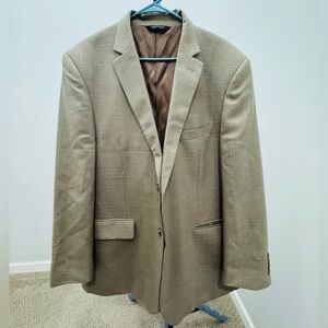 Pronto Uomo Couture 100% Wool Sports Coat Jacket Tan 46R Mens Dry Clean Only
